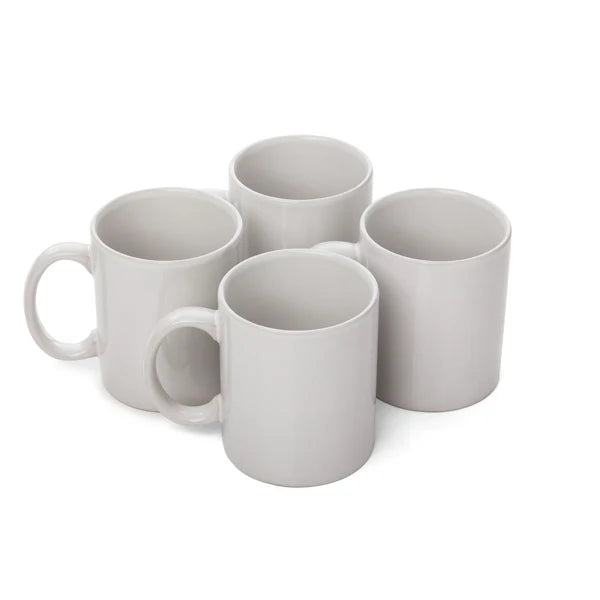 4pc White Stoneware Mug Set