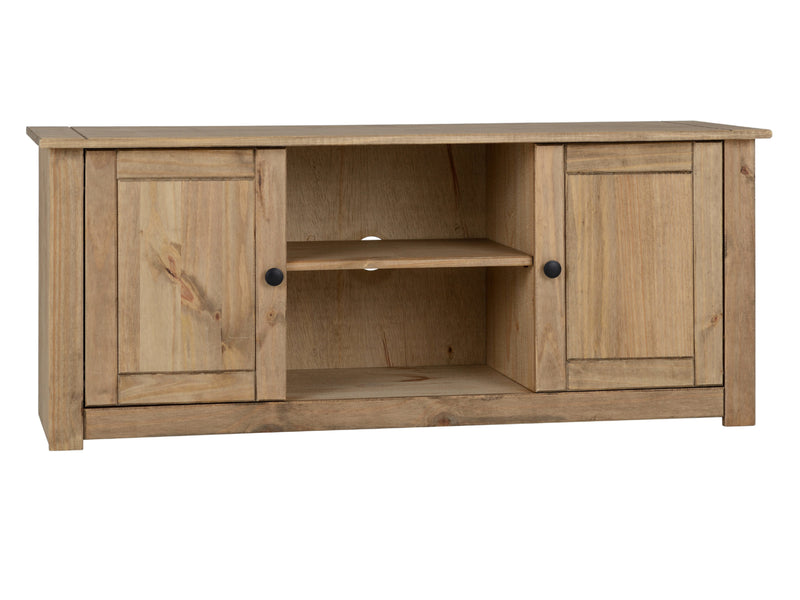 Panama 2 Door 1 Shelf Flat Screen TV Unit in Natural Wax